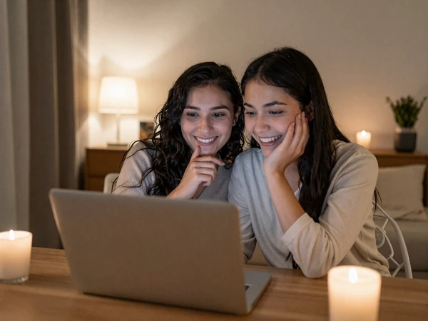 Couple connecting through video chat on AsiaFlame platform